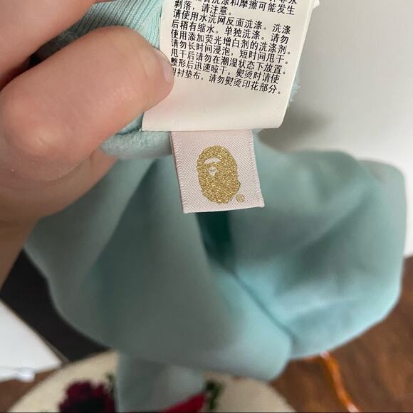 BAPE A Bathing Ape Light Blue Logo Crewneck Sweatshirt Size XS - Picture 8 of 8